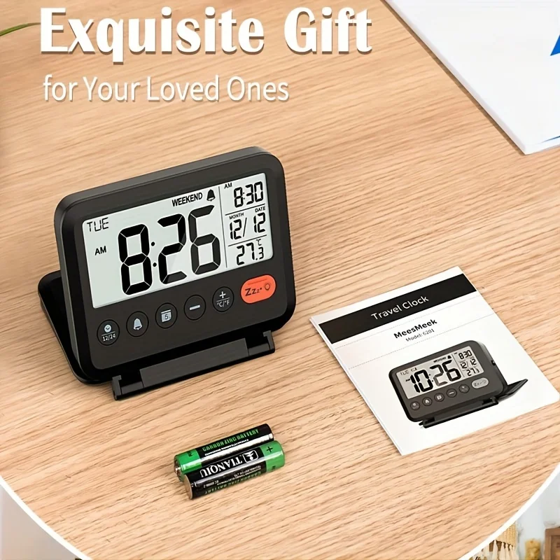 

1pc Alarm Clock with Display - Black, Square, Design, Includes AM/PM Switch, Date, and Alarm Settings (Battery Not Included)
