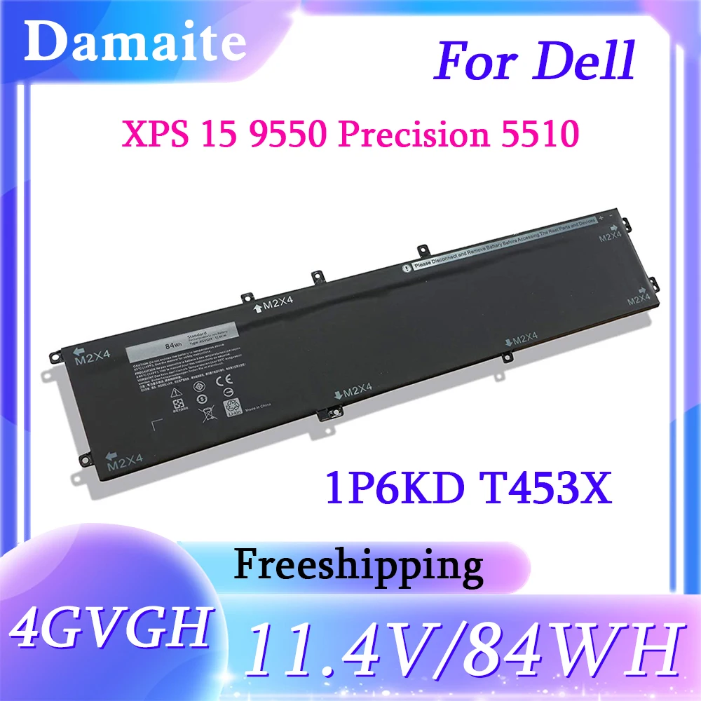 

4GVGH Laptop Battery for DELL Precision 5510 XPS 15 9550 15-9550-D1828T Series 1P6KD T453X RRCGW 11.4V 84WH