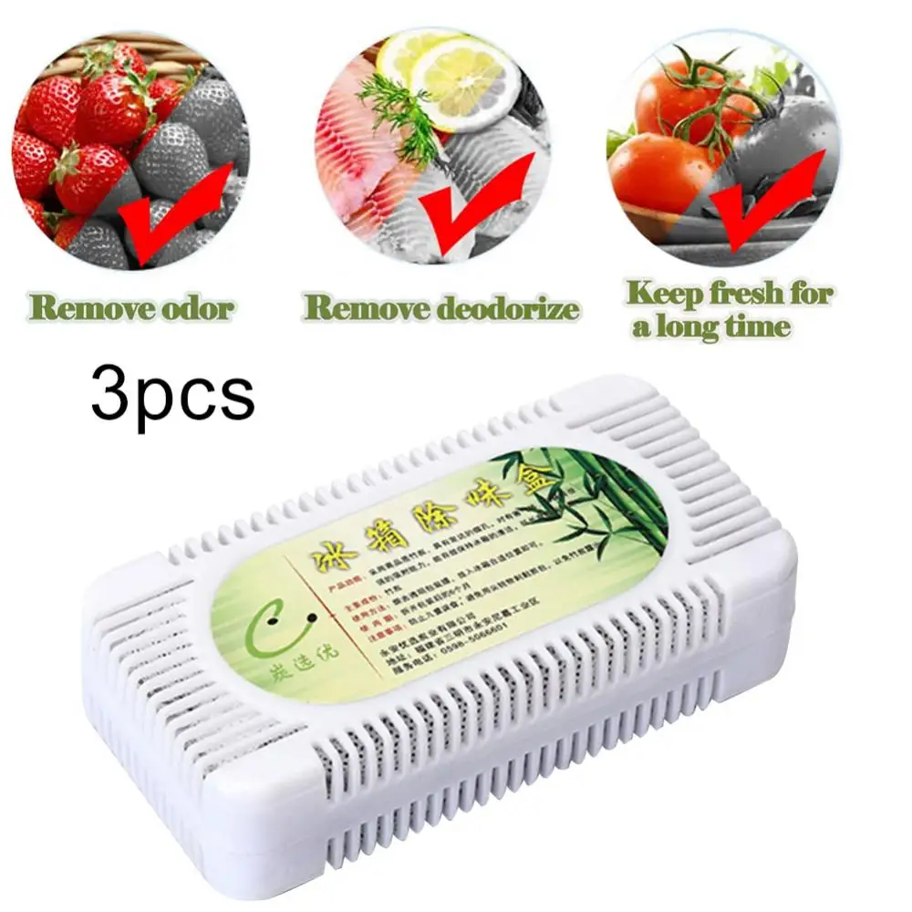 3Pcs Activated Bamboo Charcoal Air Purify Refrigerator Deodorant Fridge Deodorizer Freezer Closet Deodorant Box Smell Remover