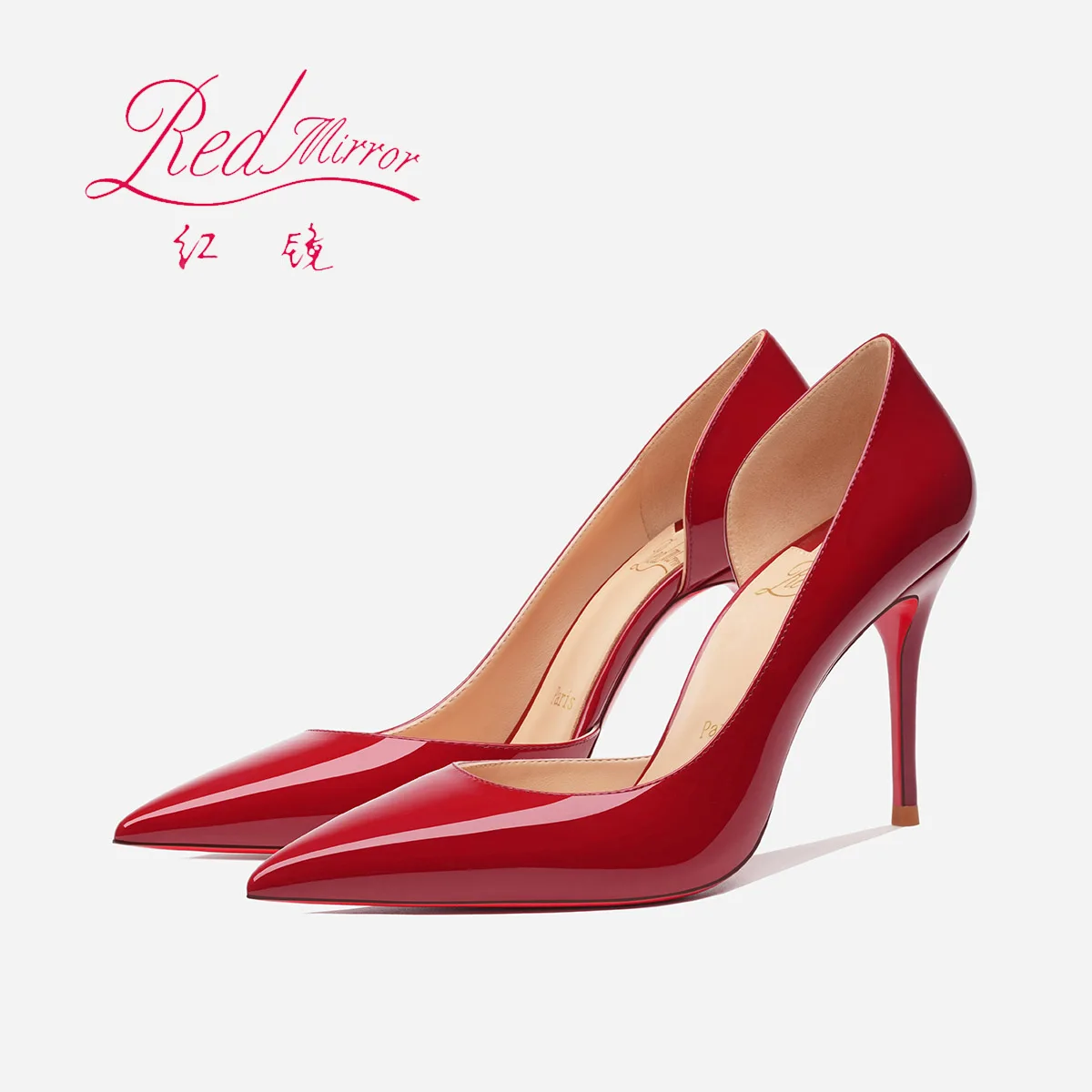 Elegant heeled shoes woman luxury Brand Women heels shoes woman 2024 trend Red Shiny Bottoms High Heels Pointed Toe Pumps Leathe