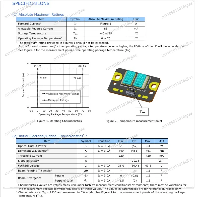 For NUBB38T Laser Integrated Module MCL Package 455nm63W High Power Projector LD