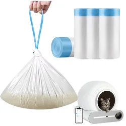 Pet Cat Poop Bags Drawstre Closure for Tonepie Cat Litter Box Bin Bottom Capsule Clean Pets Supplies Drawstring Toilet Bag 2Roll