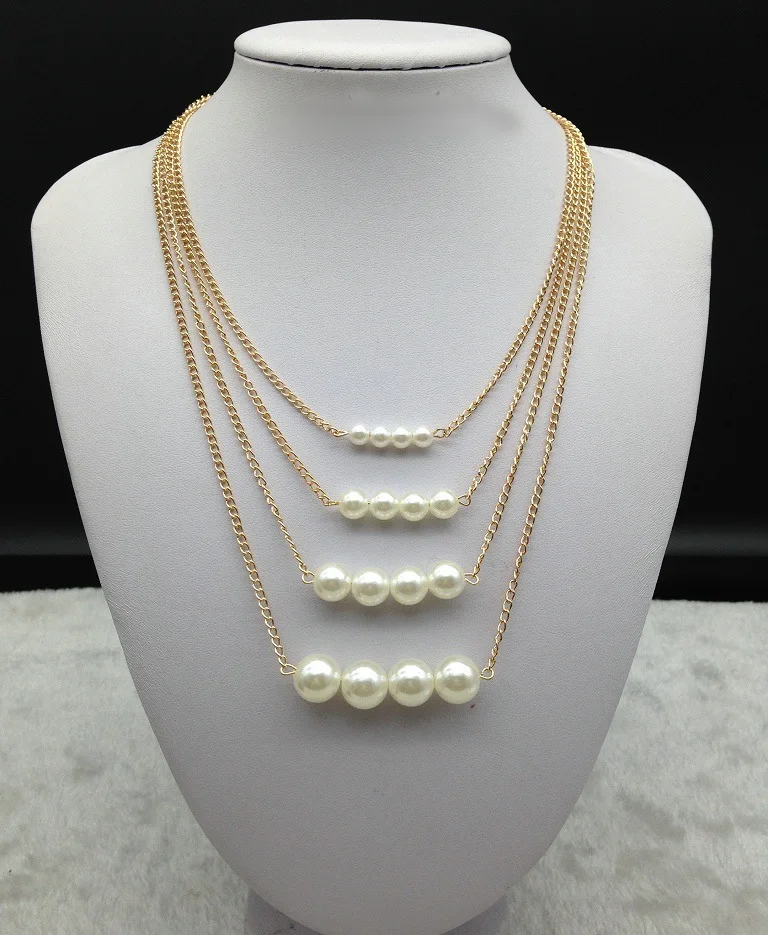 

7393 Factory direct sales, European multi-layer pearl necklace jewelry, simple women's accessories necklace