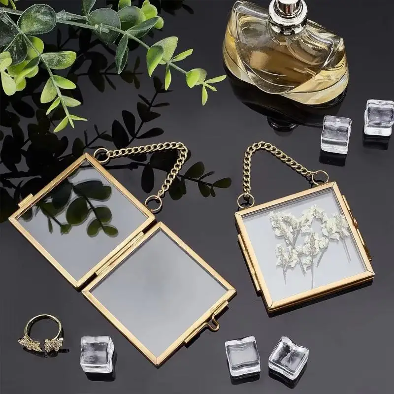【MA】Simple Metal Photo Frame, High-transparency Glass Picture Frame, Plant Specimen And Dried Flower Storage Frame