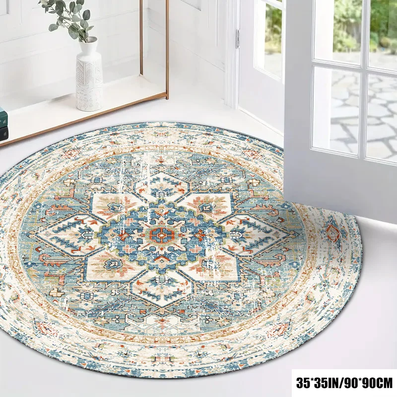 

Хрустальный бархатный ковер [Винтажный ковер из искусственного кашемира] 1 шт. Круглый ковер из искусственного кашемира в винтажном европейском стиле | Машинная стирка полиэтилена