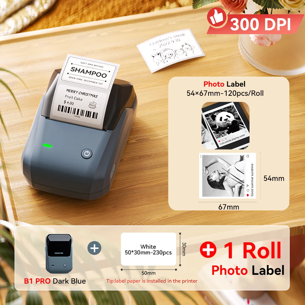 Niimbot B1 Pro draadloze labelprinter 300 DPI rood zwart dubbele kleurenprint zakelijke labelprijslabelmaker fotoprinter