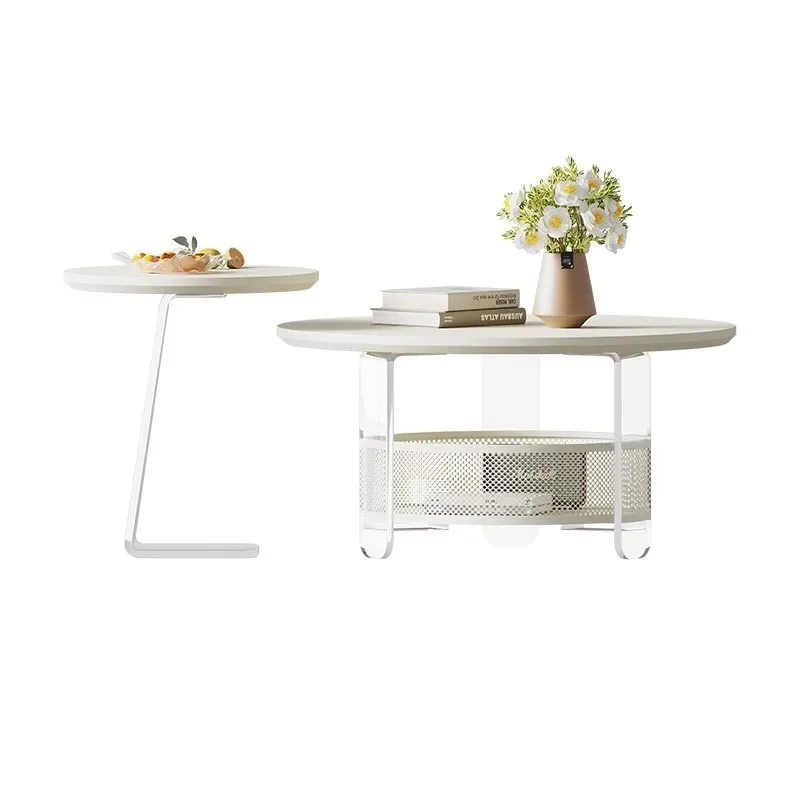 

Cream wind light luxury simple acrylic French small apartment original medieval coffee table living room