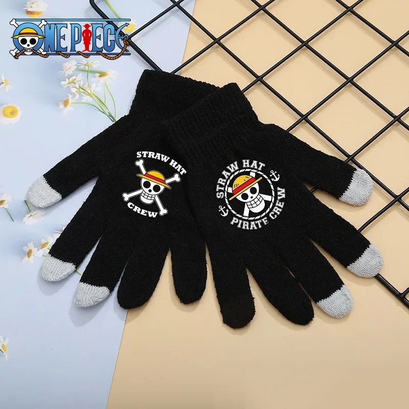 One Piece Knitted Gloves Full Finger Outdoor Cycling Glove Touch Screen Warmth Solid Color Thick Touch Screen Mitten Kids Gifts