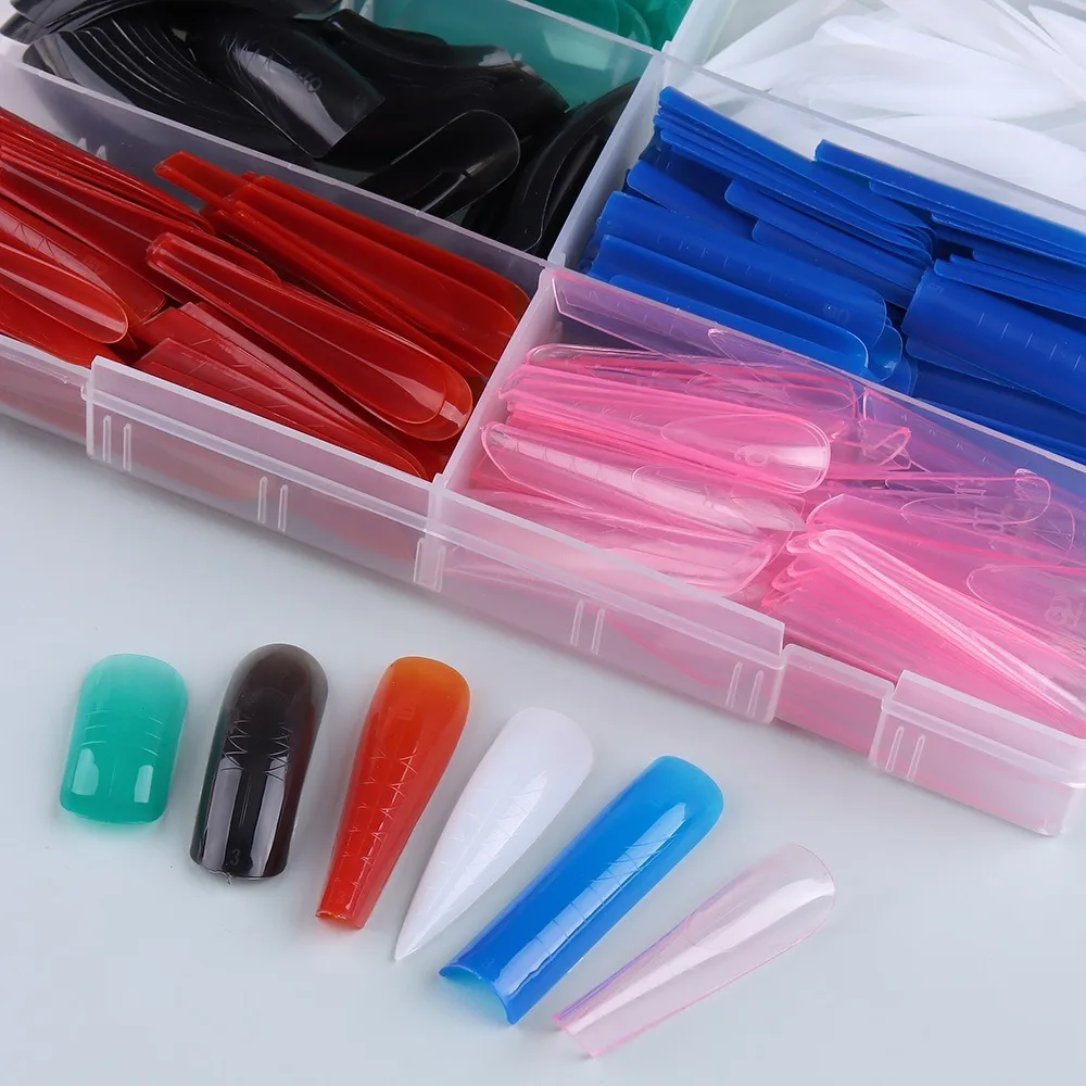 Ensemble de faux ongles colorés à double forme, en acrylique, réutilisable, en cristal, étendu, divers modèles, pour femmes, 2025