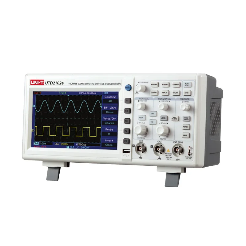 UNI-T Digital Oscilloscope USB Portable UTD2102CEX+ 100MHz Bandwidth 2 Channel Oscillograph 500Ms/S 7