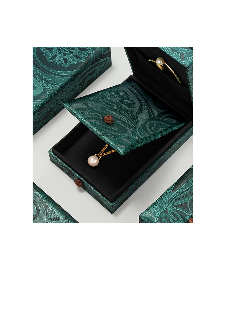 Oirlv Schmuckbox im chinesischen Stil, dunkelgrün, Schmuck-Organizer für Ringe, Ohrringe, Halsketten, Armbänder, tragbare Aufbewahrungsbox, Geschenkverpackung. – Detail 2