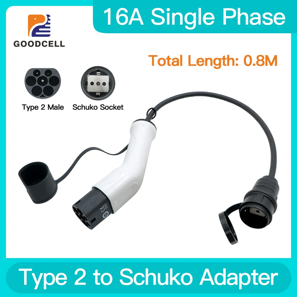 

Discharge From Public Charging Station Type 2 To Schuko 16A 3.6KW Extension Cord With 0.8M For Electric Bicycle And Motorbike