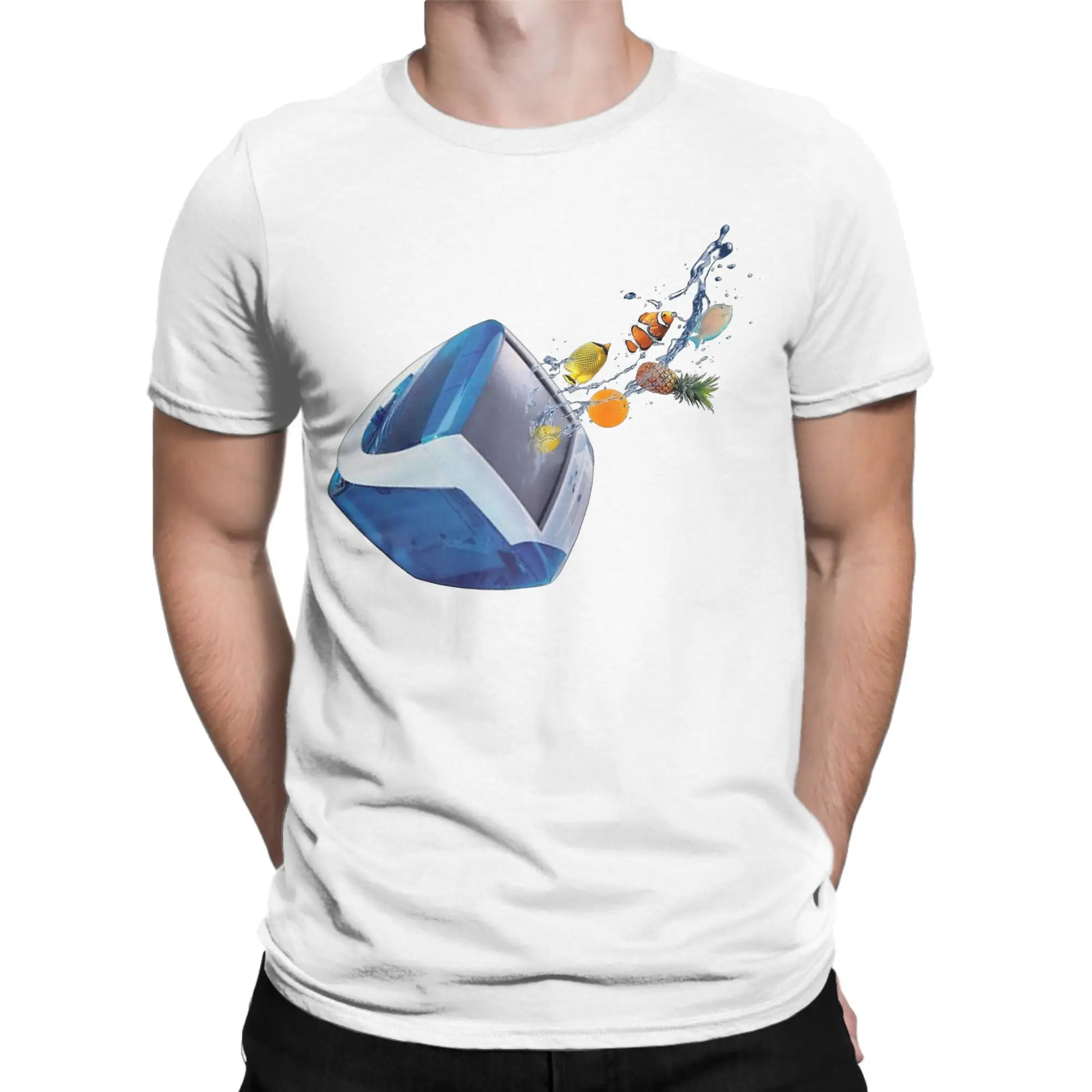 Frutiger Aero Herren T-Shirts, lässige T-Shirts, kurzärmeliges T-Shirt mit Rundhalsausschnitt, Baumwolle, Kleidung in Übergröße