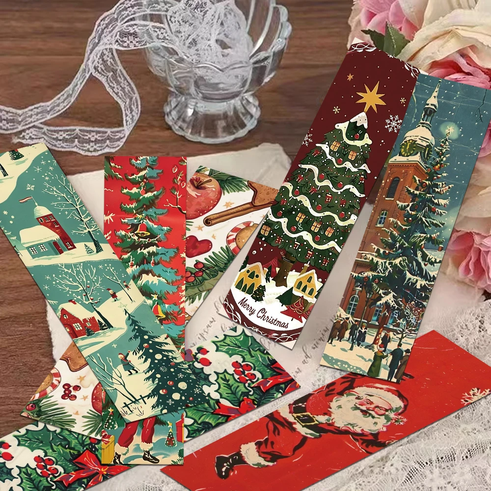 30pcs Cartoon Retro Christmas Bookmarks Reading Pages Books Annotated Students Stationary Supplies DIY Aesthetic Bookmark