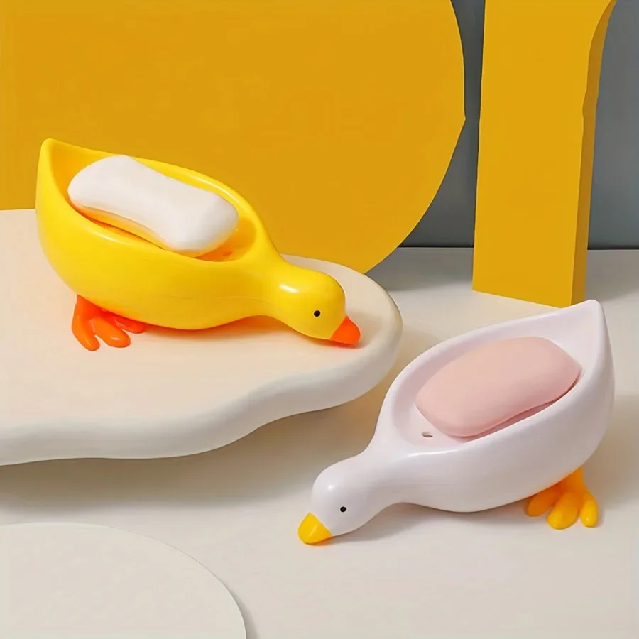 Soap Tray Self-draining Soap Rack Cute Duck-shaped Creative Rack for Shower Bathroom Kitchen Tub Sink Tray Bracket Bathroom