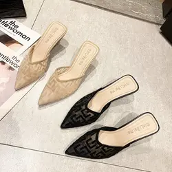 Mules femininos sapatos designer confortável verão novo 2024 com jovem à venda espelho chinelos de luxo elegante moda sandálias mulher