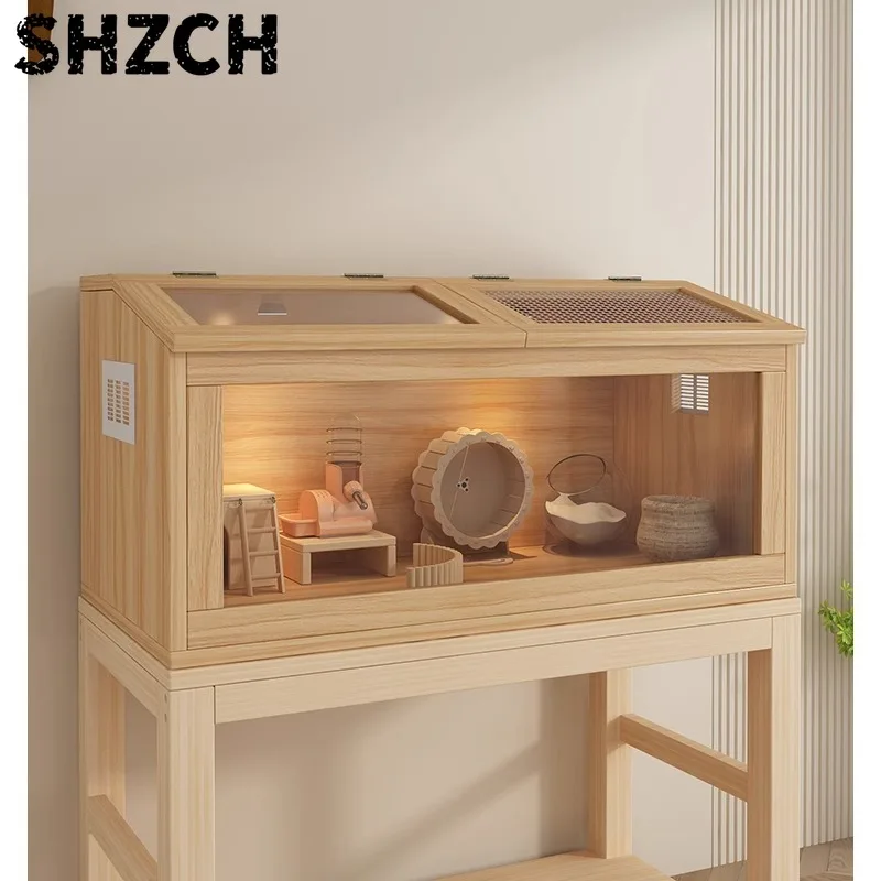 Deluxe Hamster Habitat with Acrylic Box and Hedgehog Villa, Perfect Home for Golden Bears, Turtles, and More