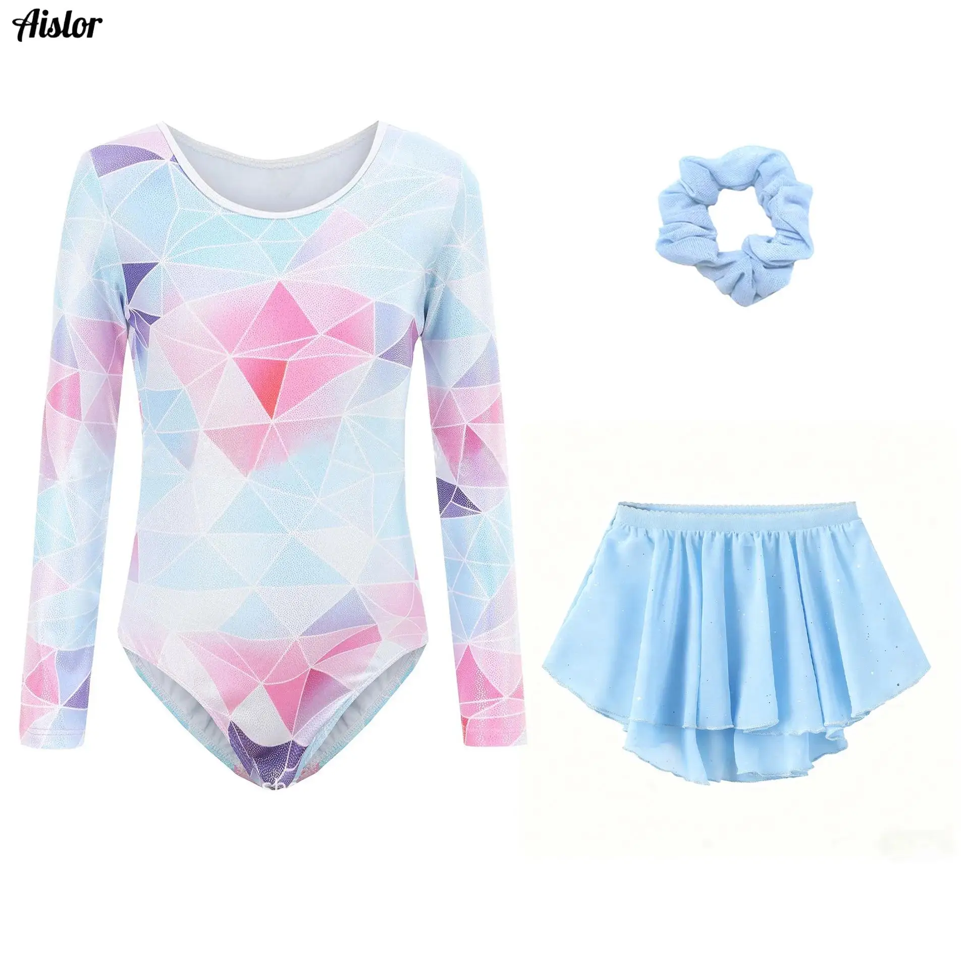 

Ballet Leotard with Skirt And Hair Band Dancewear Set for Long Sleeve Toddler Girls Ballet Dress One-Piece Gymnastics Bodysuit