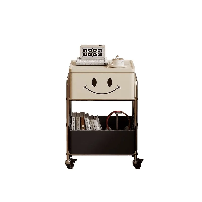 

Removable cream wind bedside table living room coffee table creative household snacks trolley minimalist rack sofa edge