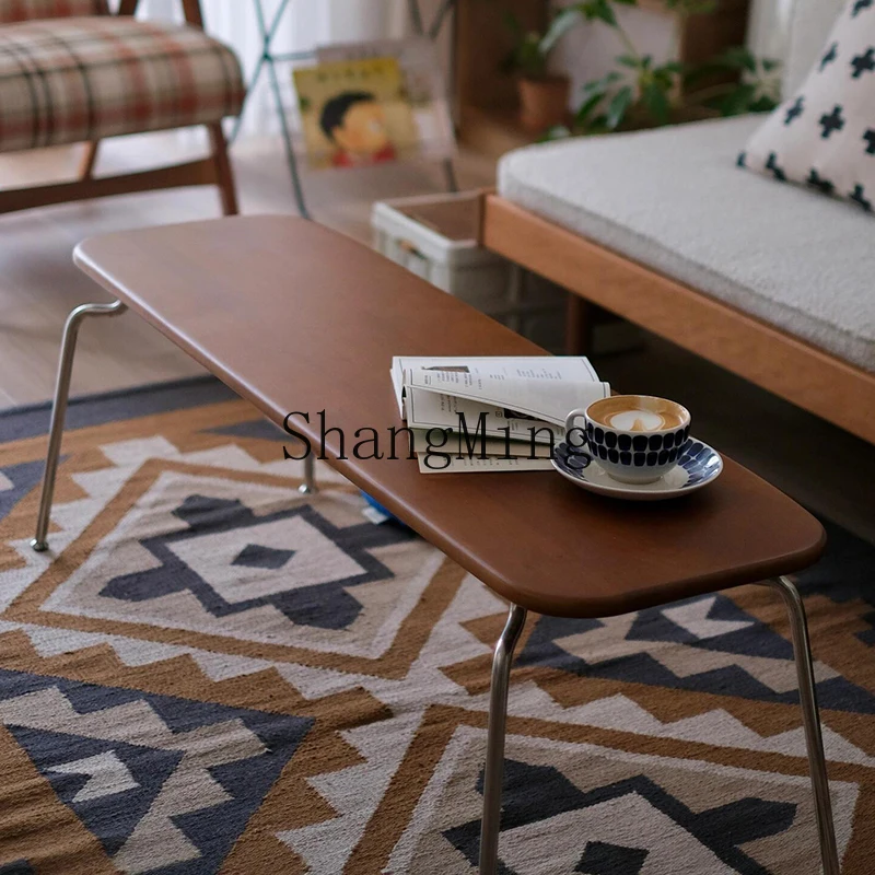 HJ retro solid wood home bed head and tail cabinet living room bedroom low edge dining table chair porch shoe change bench