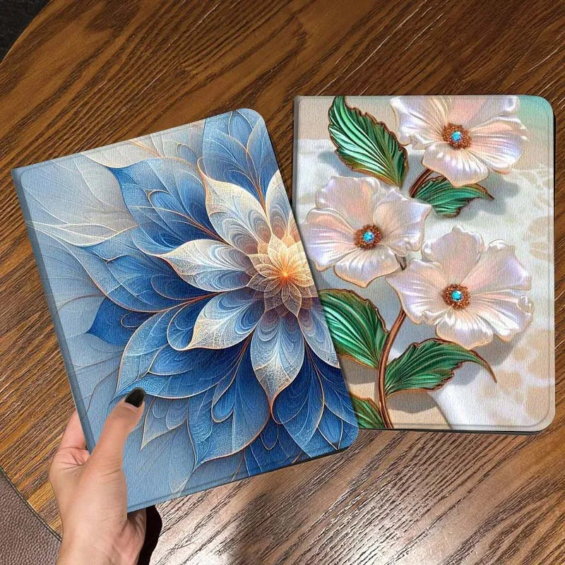 

Beautiful Blue Lotus Petal Gift For iPad Pro Air Mini 2 3 4 5 6 7 6th 7th 10th 11th 10.2 9.7 10.5 11 Foldable Tablet Case
