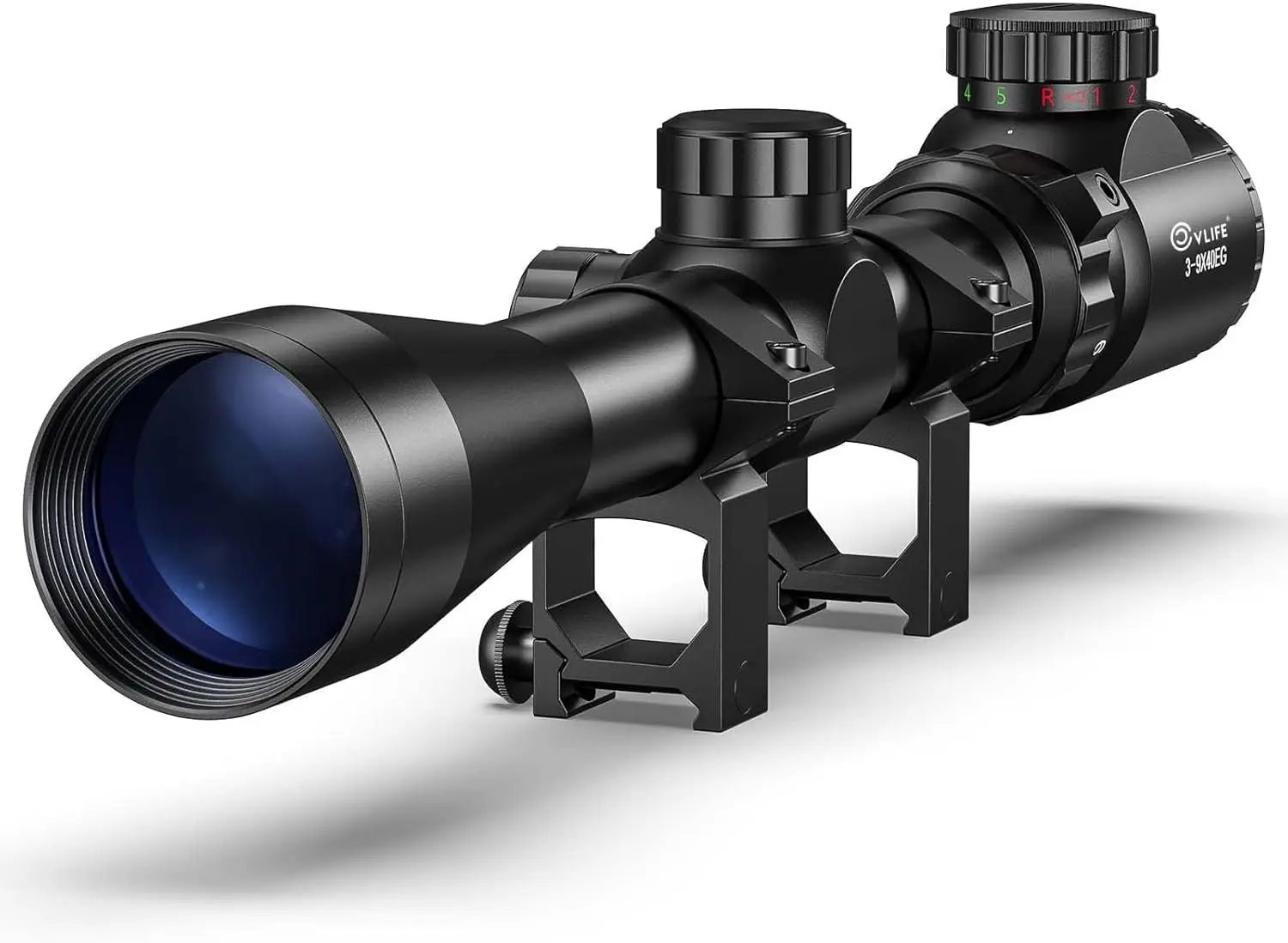 

CVLIFE 3-9x40 Rifle Scope, Red & Green Illuminated Optical Riflescope, Mil-dot Reticle Scope for Hunting with Mounts