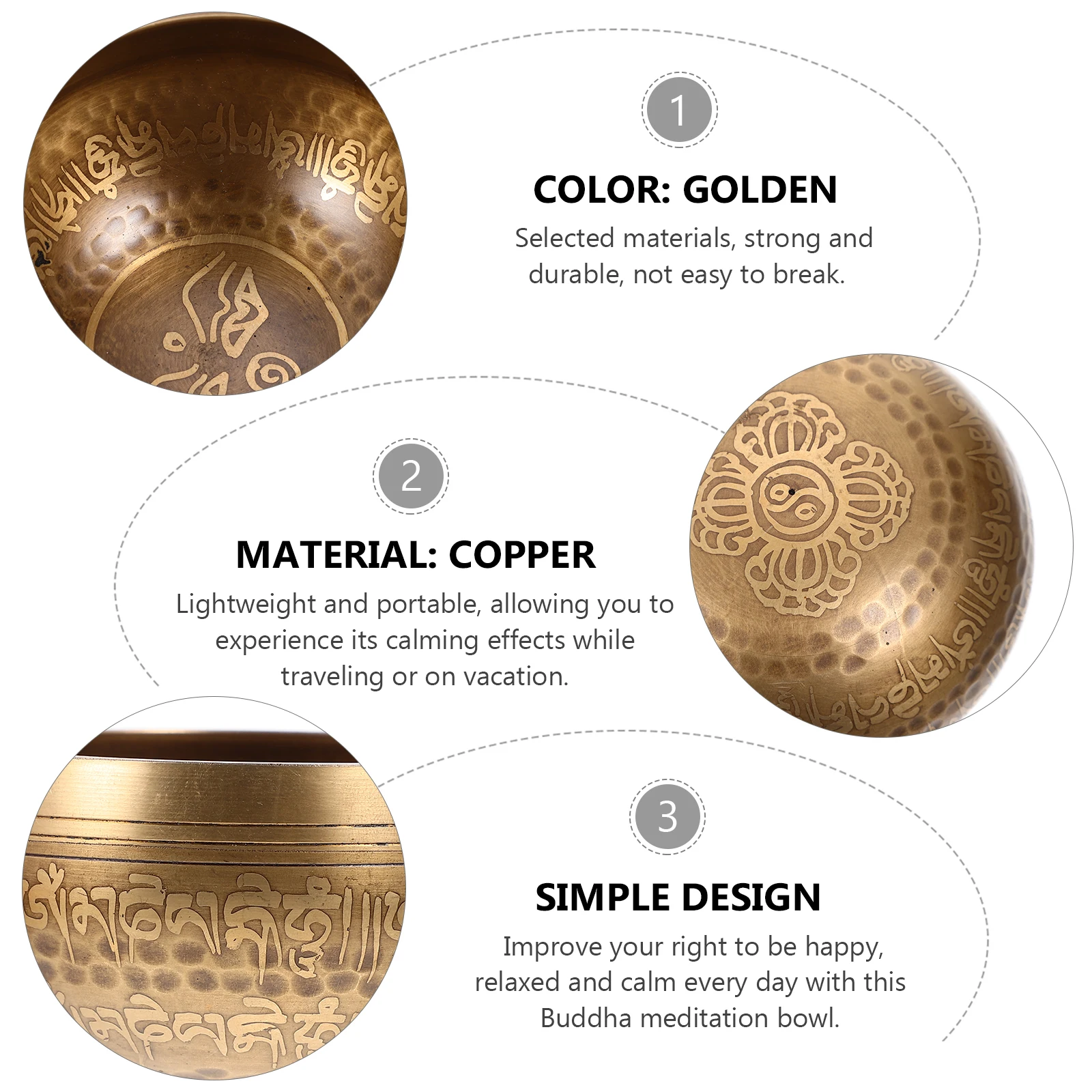 

9CM Handmade Singing Meditation Tool Copper Sound Bowl Set for Relaxation Healing Mallet Pad for Men