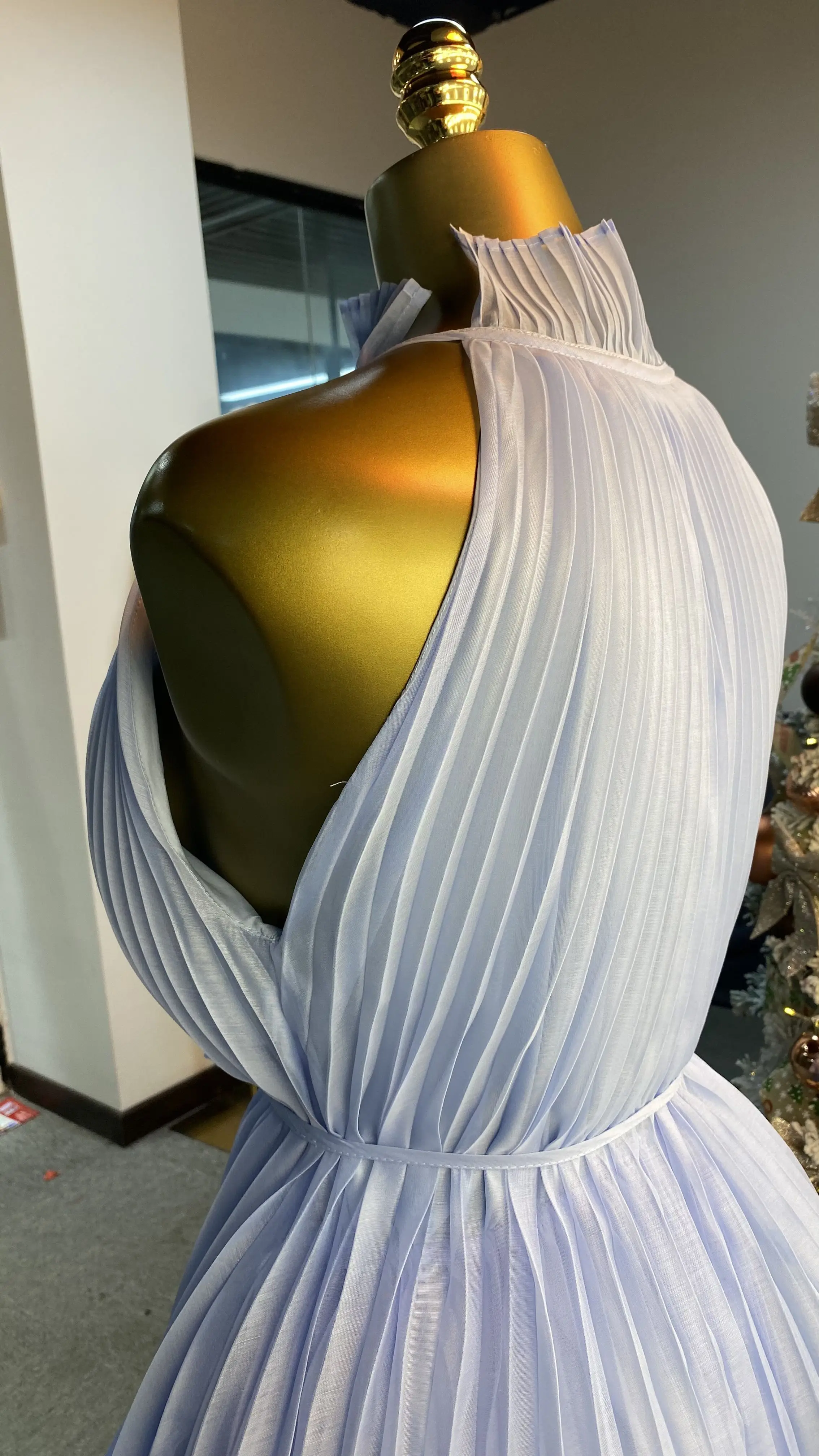 فستان نسائي للربيع/الصيف مصمم أزياء بدون أكمام وكشكشة ذات طبقات مطوي - GZXX116 #3