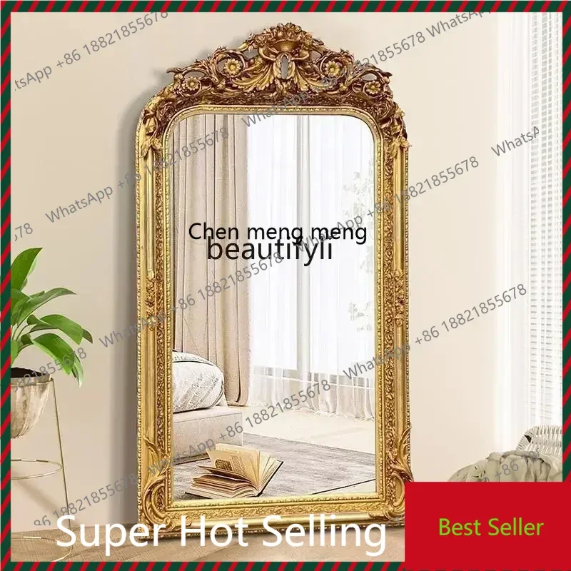 K182xzEuropean retro full-length mirror designer carved floor-standing medieval mirror decorative mirror wall hanging