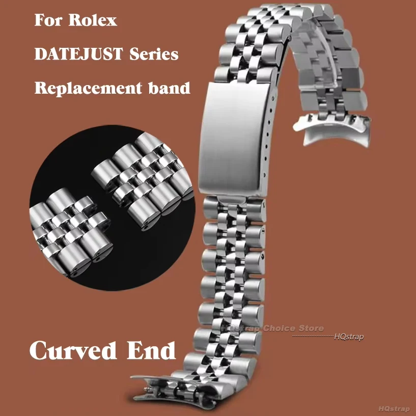 منحني نهاية حزام (استيك) ساعة ل اليوبيل حزام ل رولكس DATEJUST الفاخرة الفولاذ المقاوم للصدأ سوار إكسسوارات 18 مللي متر 19 مللي متر 20 مللي متر 21 مللي متر 22 مللي متر