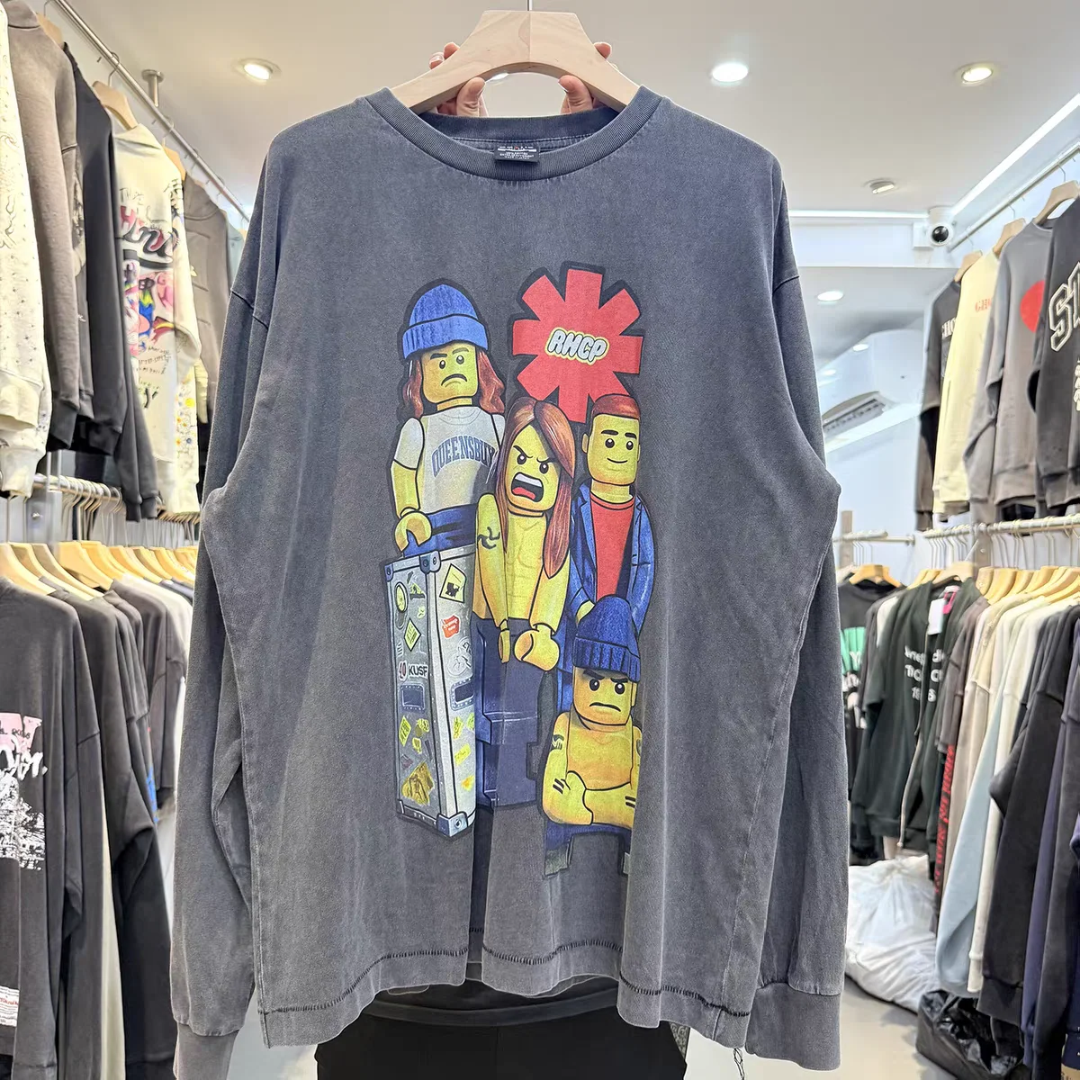 Nice Washed With Building Blocks Saint RHCP Long Sleeves T-shirt Men Women 2026ss Summer Style Tops Tee T Shirt