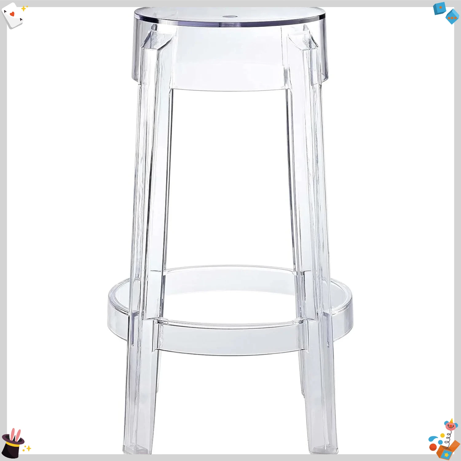 Modern Acrylic Counter Bar Stool in Clear - Fully Assembled