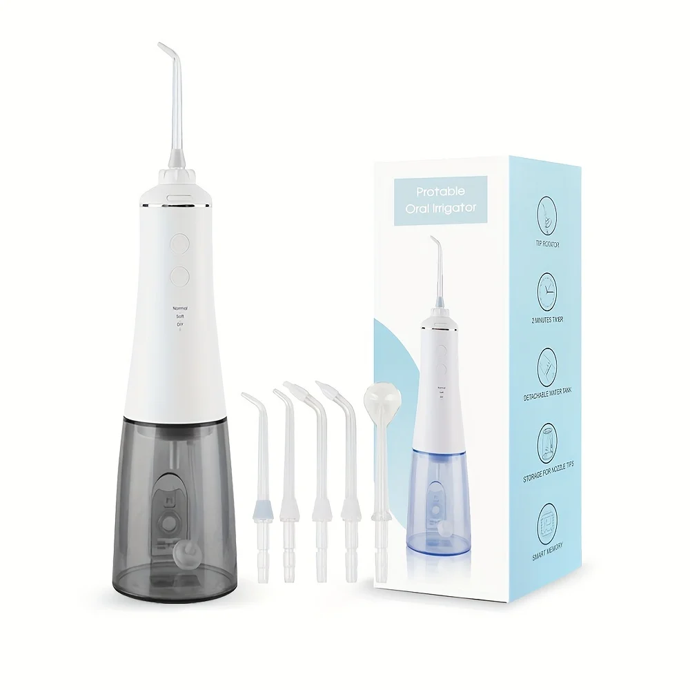 Wireless Portable Water Flosser 5 Nozzles 350ML Travel USB Rechargeable Oral Irrigator Dental Teeth Whitening Cleaning