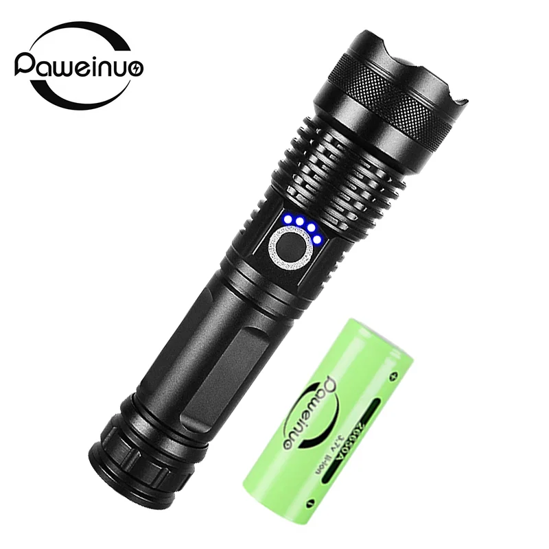 

XHP50 High Power LED Flashlights EDC Lantern With USB Type-c Rechargeable Hand Torch Ultra Powerful IPX6 5Modes Lamp For Outdoor