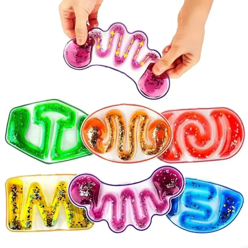 6 個の液体の流れ感覚スクイーズおもちゃ子供のためのストレスリリーフ感情ボール虹色の視覚刺激 15UB