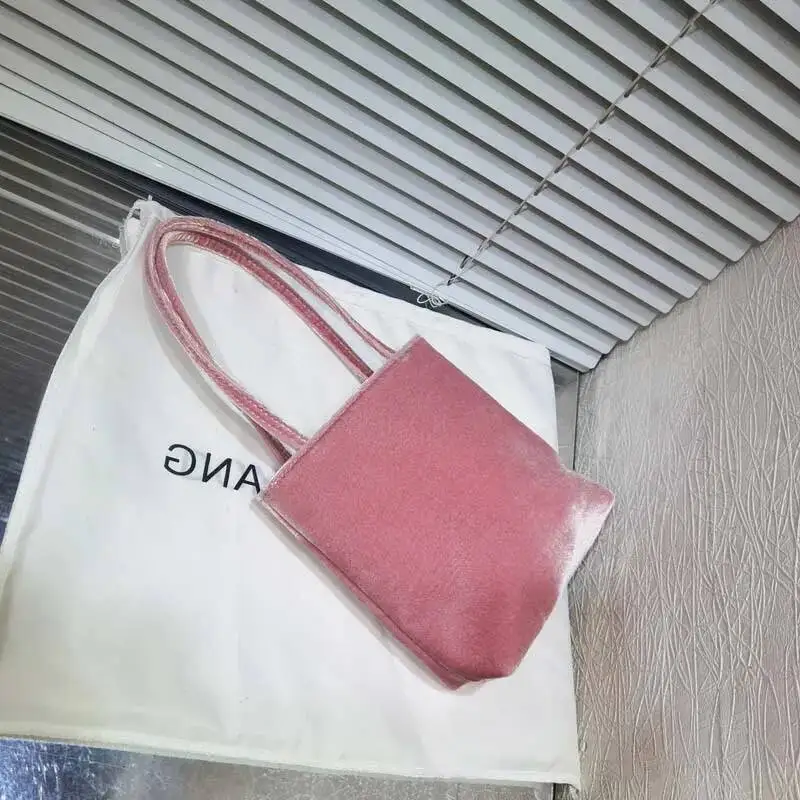 Women Small Square Bag Tote Bag Simple Sweet Solid Color Small Capacity Velvet Multi Style Versatile Commute Phone Clutch Bag