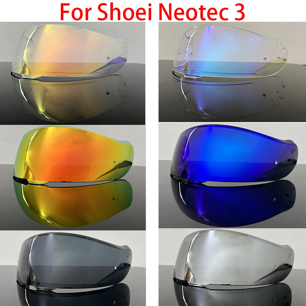 Neotec 3 Helmet Visor For Shoei Neotec 3 Motorcycle Helmet Visor goggles plating silver red Replacement Lens