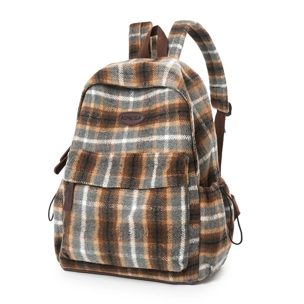 Creative Vintage Plaid Backpack Large Capacity Versatile School Backpack Casual Daily Bookbag College High School Student