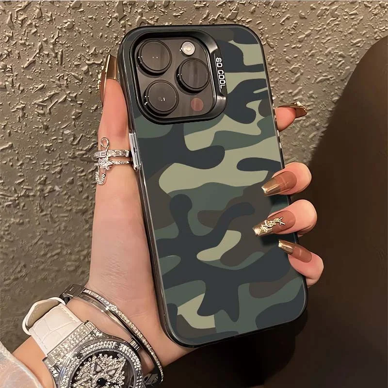 Funda de teléfono de Color avanzado de camuflaje para iFhone 16 Pro Max 15 Pro 14 13 12 11 Xr Xs MINI 7 8 Plus Fashion Niche Y2K