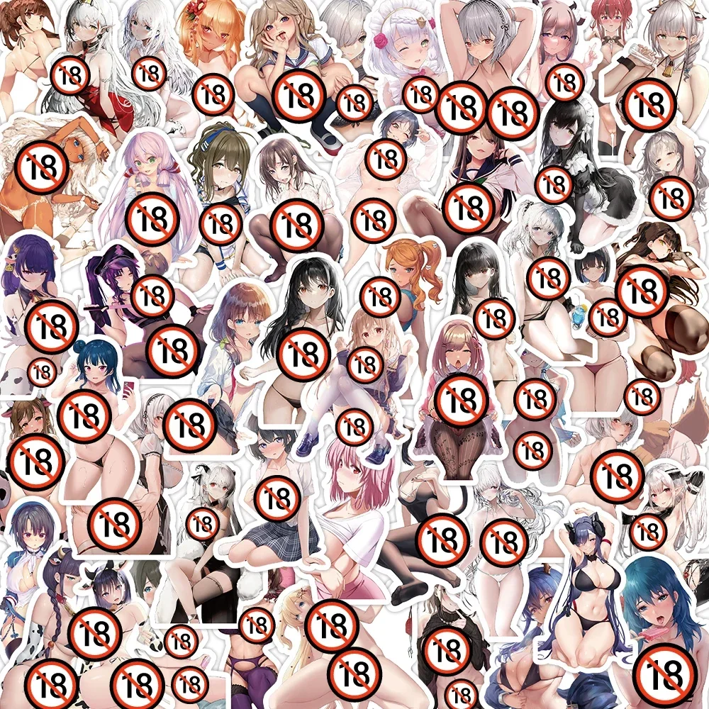 50pcs Exclusive Cute Sexy Waifu Vulgar Adult Collection Waterproof Stickers (18+)