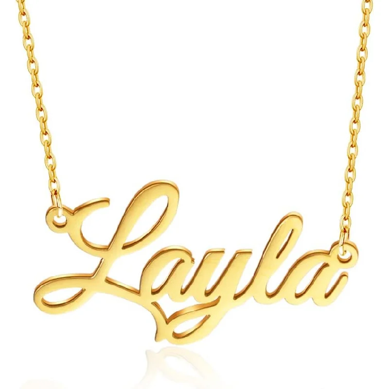

Personalized Custom Name Plate Pendant Necklace 18K Gold Plated, Hypoallergenic Dainty Jewelry Gift for Her Birthday Anniversary