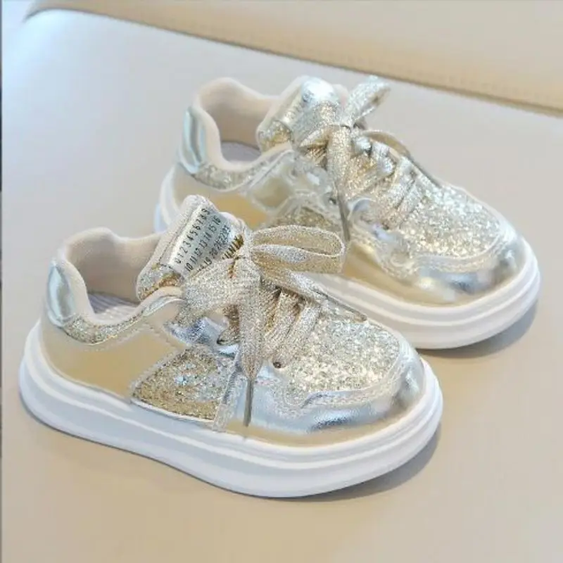 Children's sports shoes 2024 autumn new style girls' casual shoes sequins Korean version boys' soft soled baby shoes