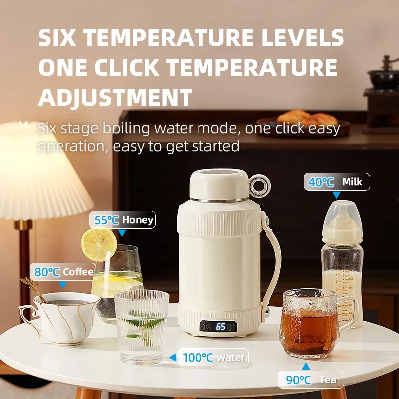 1.2L Electric Kettle Portable Kettle 316 Stainless Steel Kettle Reservation Insulation Kettle Automatic Power Off Adjust Tempera