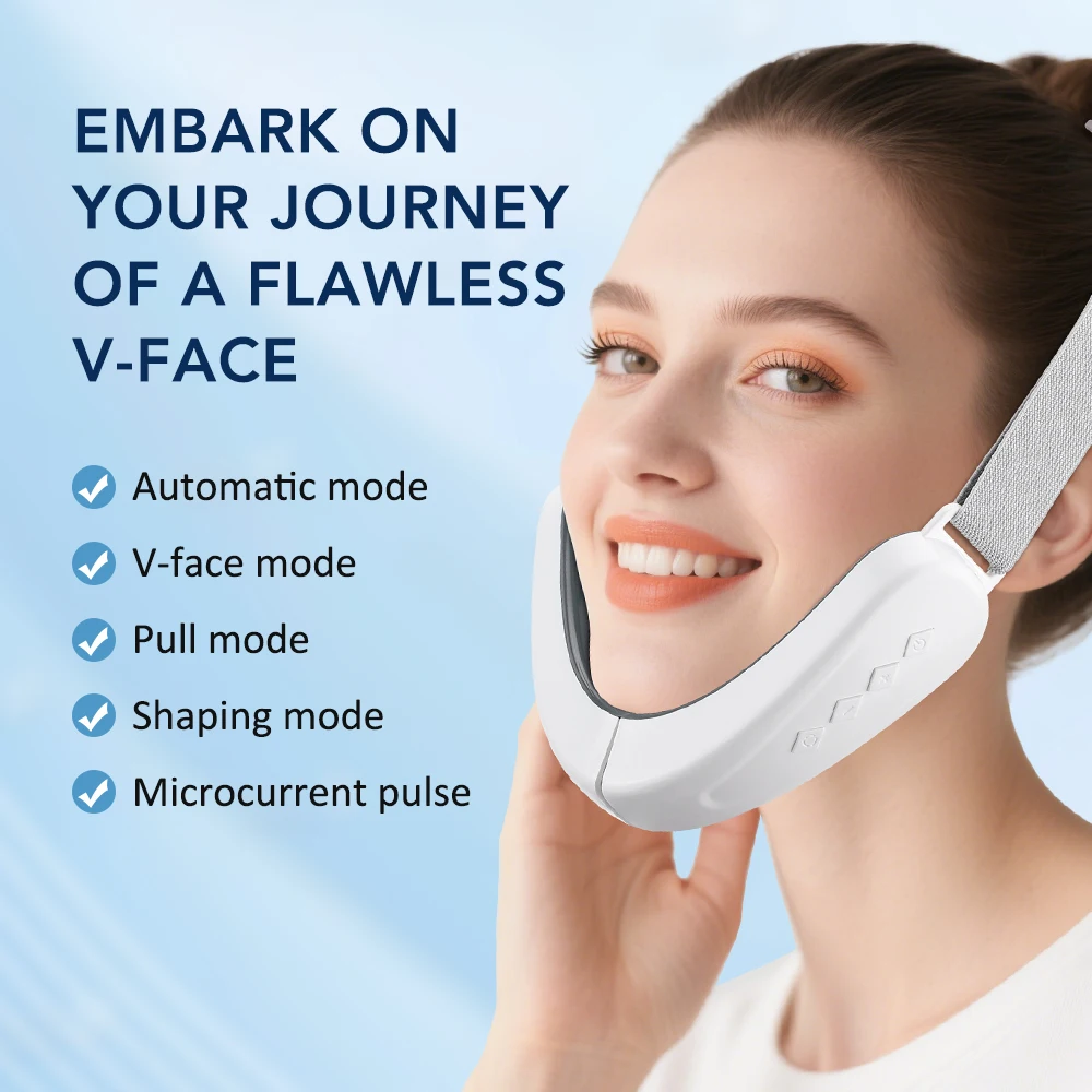 

Electric V-face Face Lift Device LED Photon Therapy Microcurrent Skin Tightening Double Chin Remover EMS Face Slimming Massager