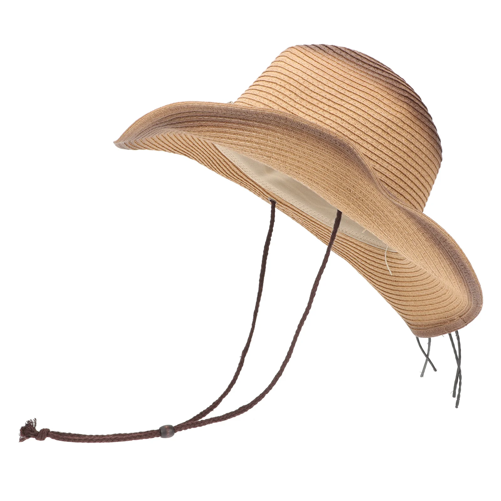 Cappello da cowboy da donna alla moda in paglia a tesa larga Protezione solare estiva Cappello da viaggio da donna Cappelli Fedora occidentali Cappelli da cowgirl da donna