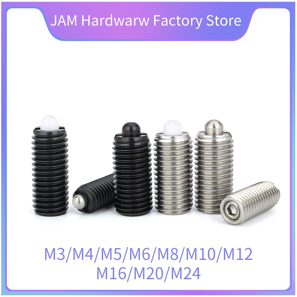 M4 M5 M6 M8 M10 M12 M20 Thread Spring plungers, 304 Stainless Steel Pin, spring pin with round-ended pin and hex.socket,screw