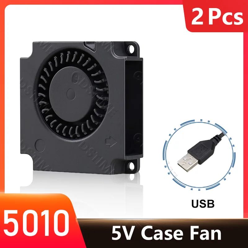 2PCS Gdstime 50x50x10mm Brushless DC motor Cooler 5mm  DC 5V Radial Centrifugal Cooling fan 5cm USB Mini Turbo Air Blower