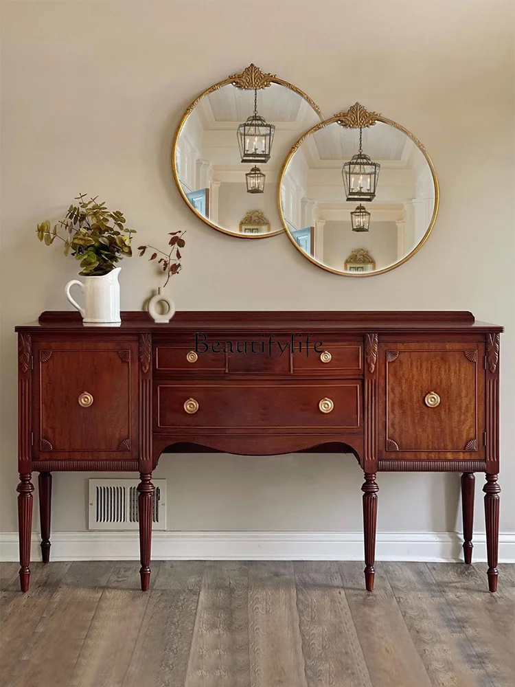 

American Retro Entrance Cabinet Wall Solid Wood Curio Cabinet French Dining Side Living Room Hallway