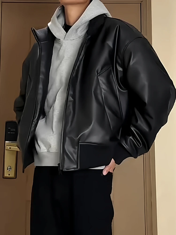 

Мужская зимняя утепленная куртка из хлопка в американском уличном стиле, свободного кроя, с воротником-стойкой, теплая повседневная верхняя одежда для мотоциклистов