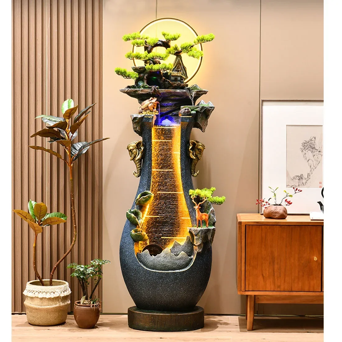 

Lucky Flowing Water Ornaments Circulating Feng Shui Wheel Floor Feng Shui Ball Living Room Rockery Fountain Company Opening Gift